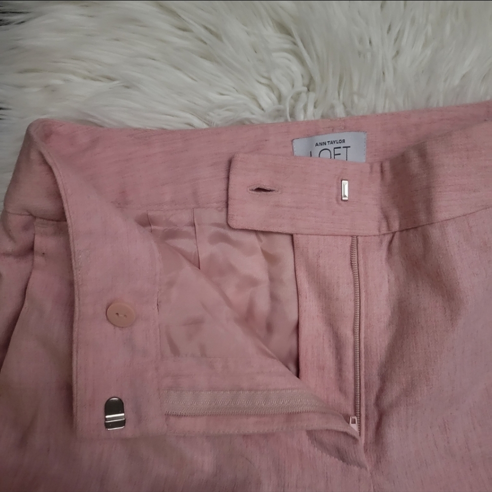 LOFT Pink Heathered Wool Blend wide leg trouser size 4 - Picture 5 of 12